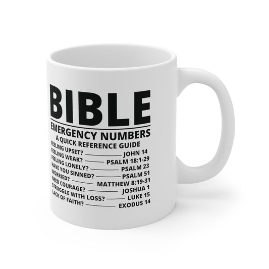 Bible Emergency Numbers Ceramic Mug, 11oz