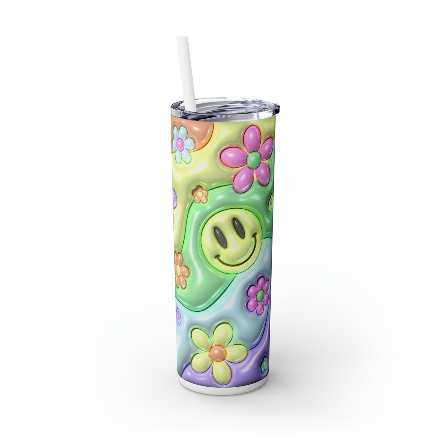 Inflated Puff Skinny Tumbler with Straw, 20oz