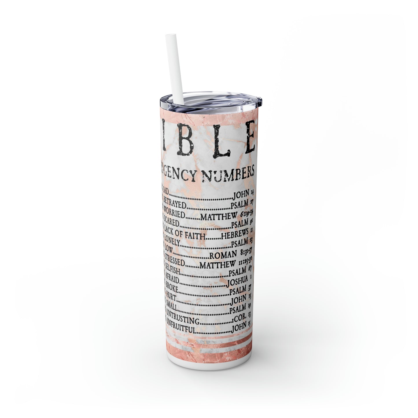 Bible Emergency Skinny Tumbler with Straw, 20oz