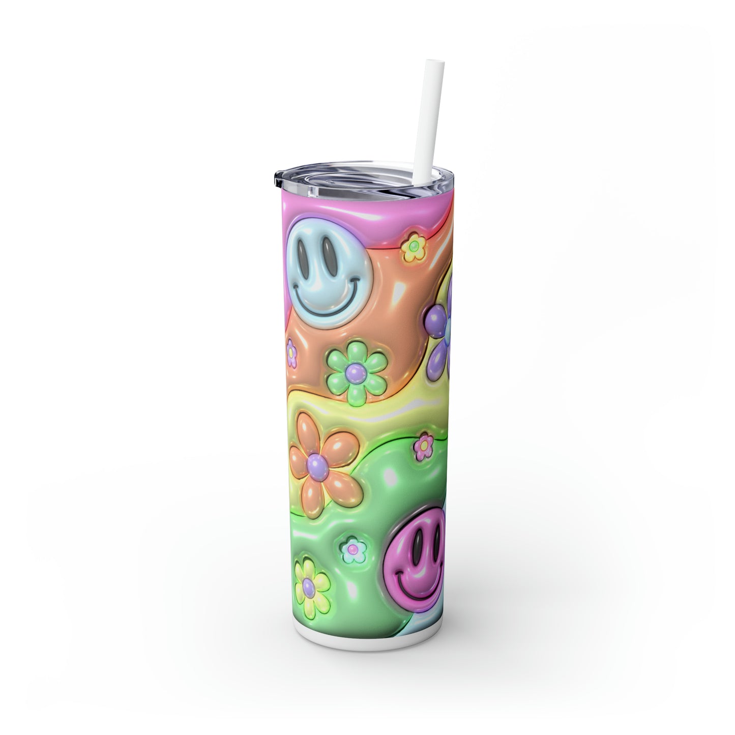 Inflated Puff Skinny Tumbler with Straw, 20oz