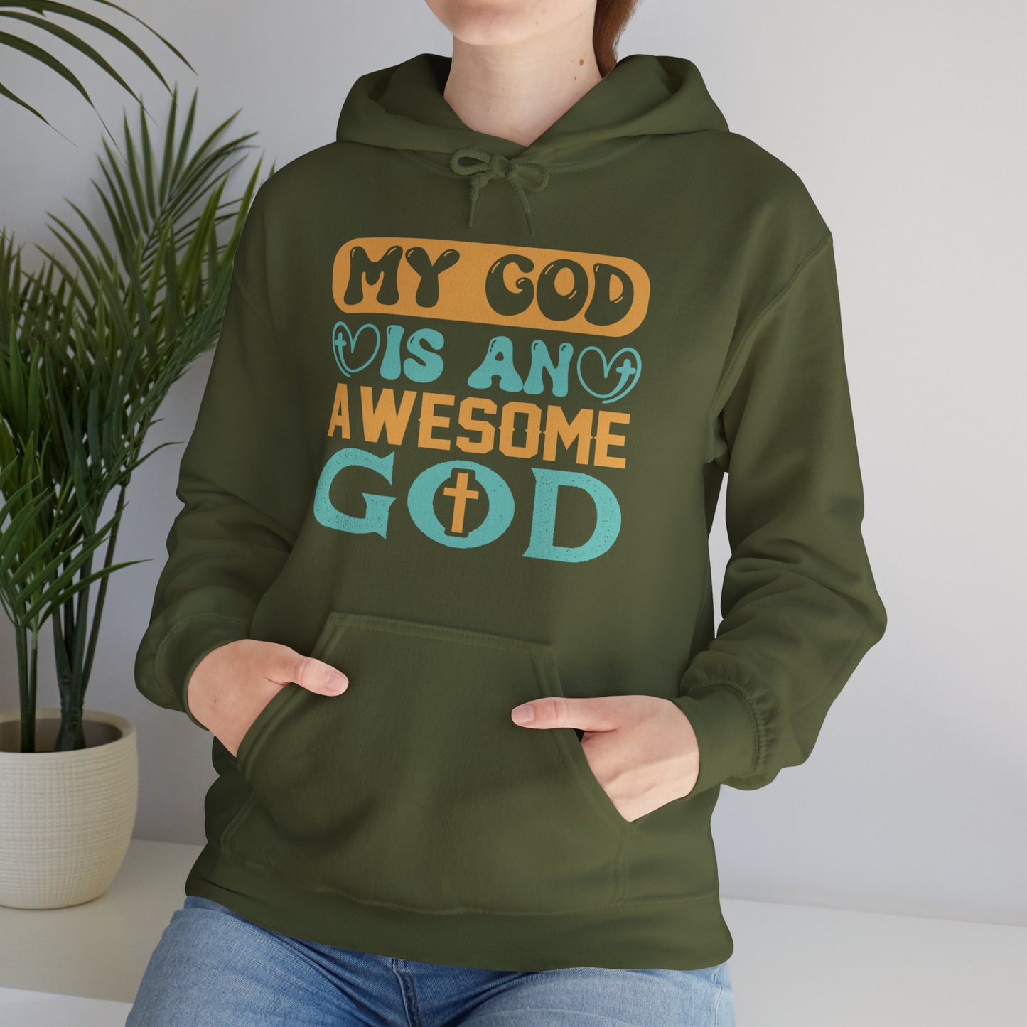 My GOD Is an Awesome GOD (Unisex Heavy Blend™ Hooded Sweatshirt)